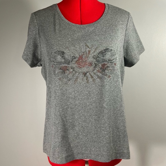 Women's Cropped XL Fitted Grey T-shirt - Picture 1 of 5